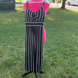 Velvet Torch Los Angeles black and white stripe sleeveless dress. Size L runs M